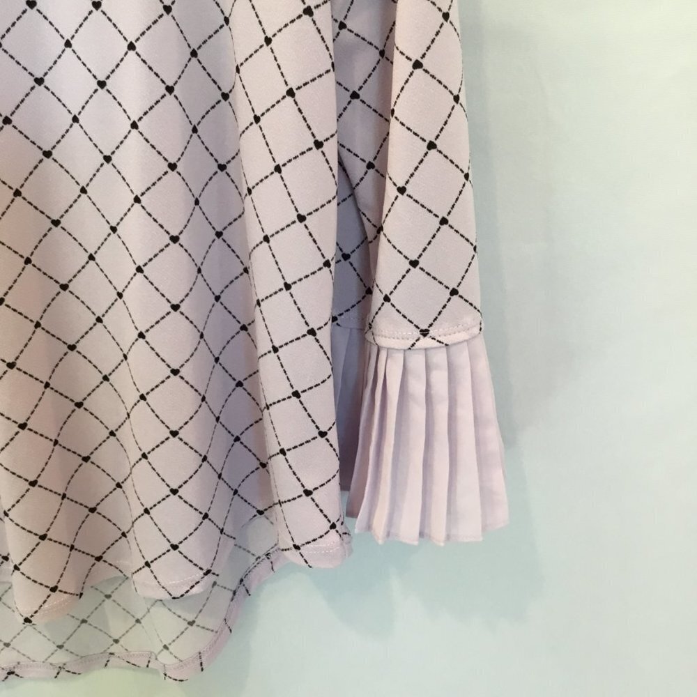 NWOT Elle Women's 3/4 Sleeve Pleated Ruffle Lavender Career Blouse Size Medium - Picture 6 of 7